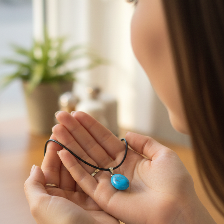 Collar turquesa rodado 1-2 cm