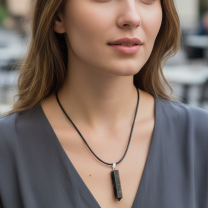 Collar turmalina negra punta orgonita 3-4 cm