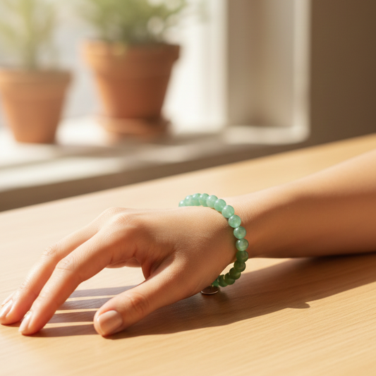Pulsera cuarzo verde facetada bolas 6mm