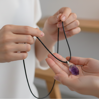 Collar amatista en bruto 1,5 - 2 cm