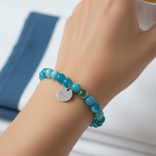 Pulsera agata azul bolas 6mm