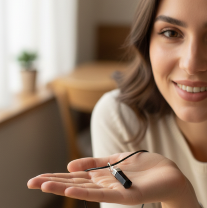 Collar shungit punta con bola de cuarzo 3-4cm