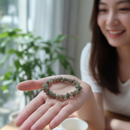 Pulsera agata musgo chip