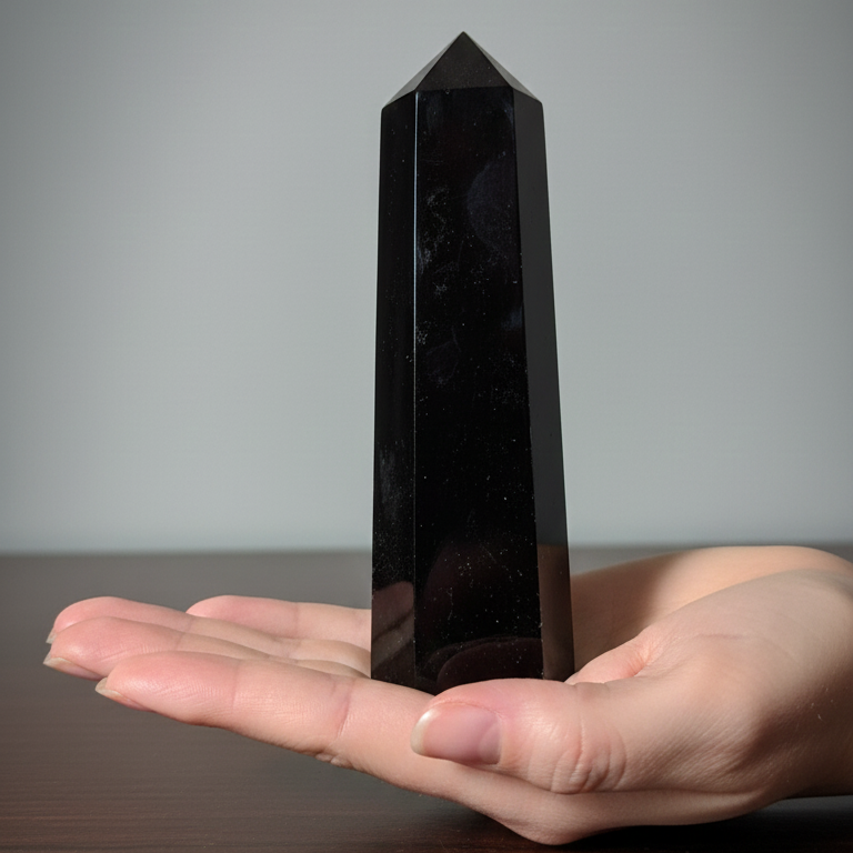 Punta obsidiana negra 6-7 cm