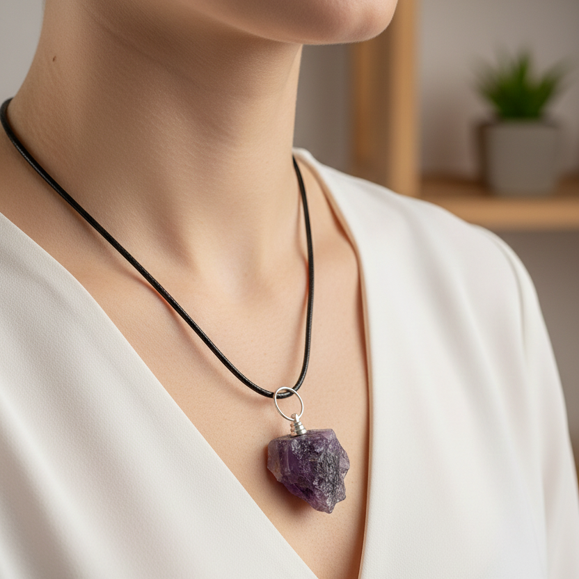 Collar amatista en bruto 3-4 cm