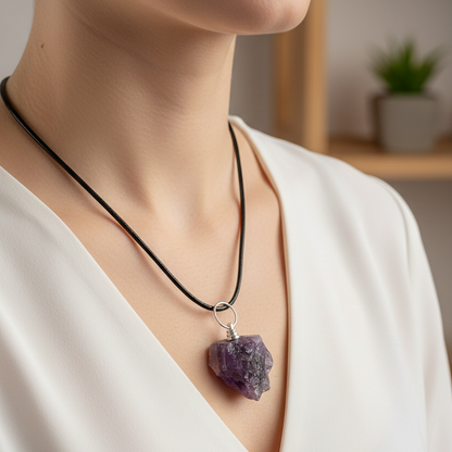 Collar amatista en bruto 3-4 cm