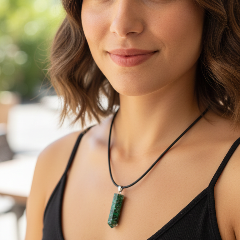 Collar malaquita orgonita punta 3 cm