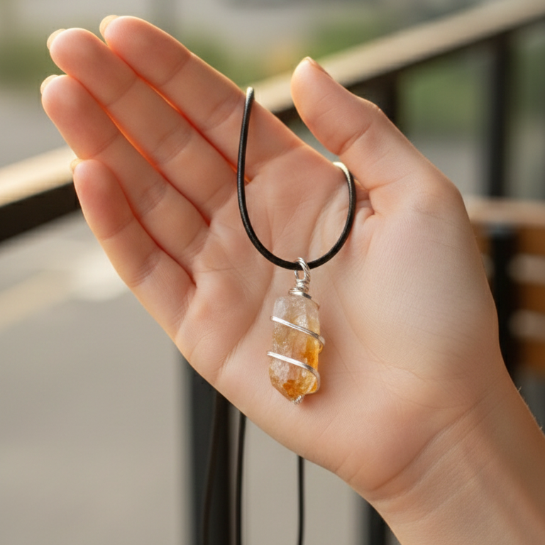 Colgante citrino en bruto espiral 3-4 cm