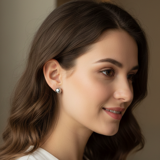 Pendientes hematite facetada garra 8mm plata