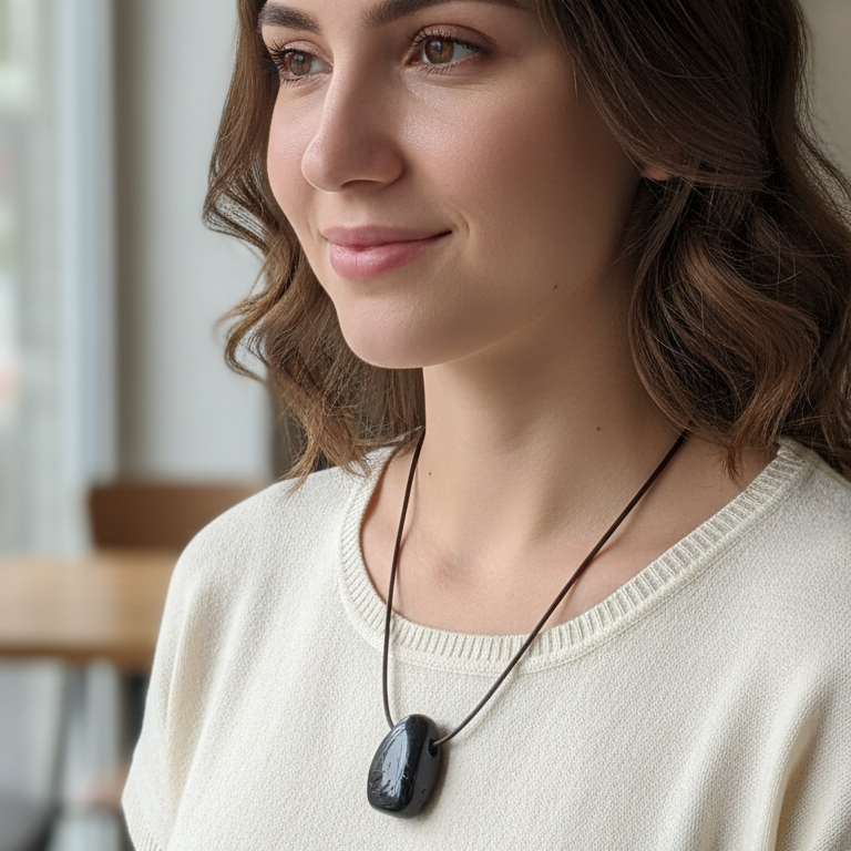 Collar turmalina negra perita 3-4 cm