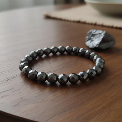 Pulsera hematite bolas facetadas de 8mm