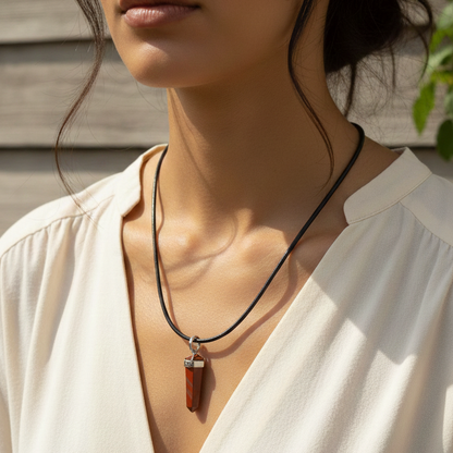 Collar jaspe rojo punta biterminada 3-4 cm