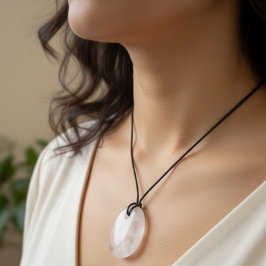 Collar cuarzo rosa pacificador 3-4 cm