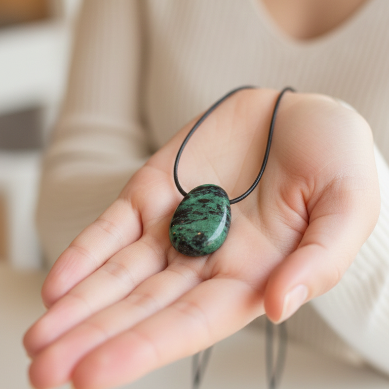 Collar rubi con zoisita perita 3cm