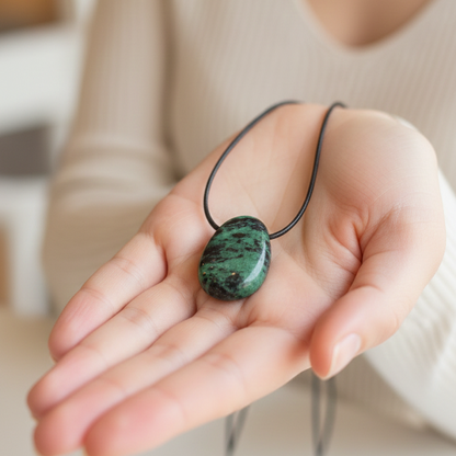 Collar rubi con zoisita perita 3cm