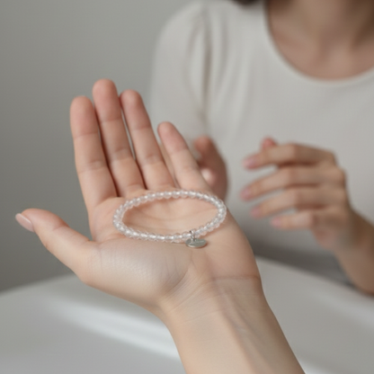 Pulsera cuarzo blanco bolas 4mm