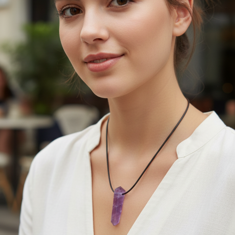 collar punta amatista biterminada 3-4 cm