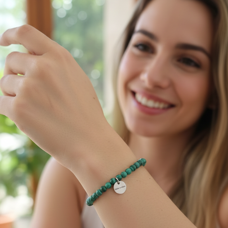 Pulsera malaquita bolas 4mm