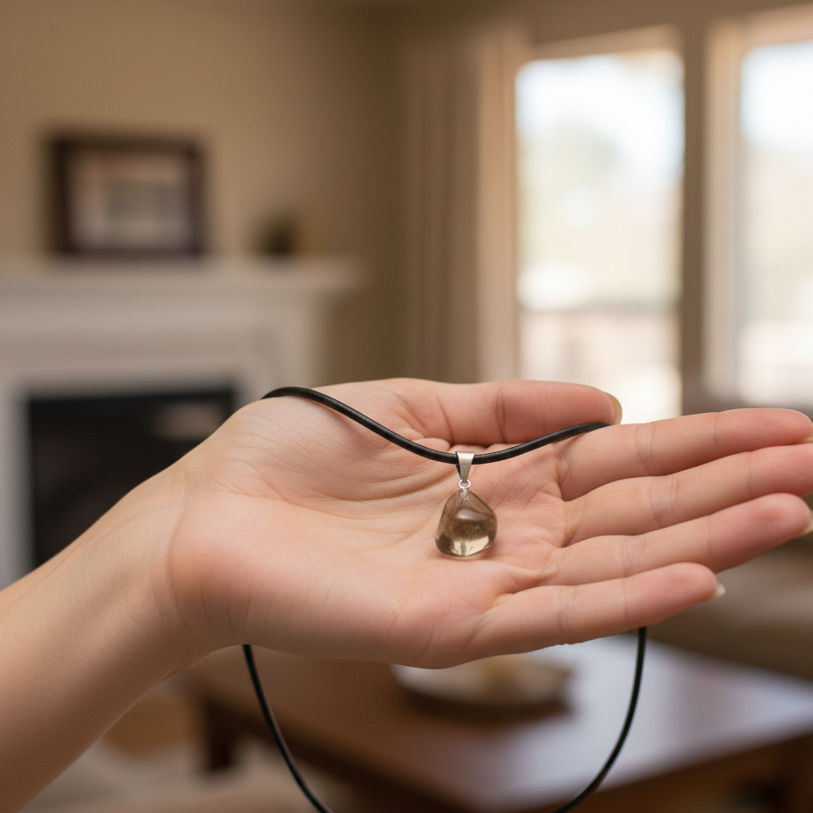 Collar cuarzo ahumado rodado 1-2 cm