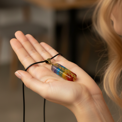 Collar 7 chakras orgonite con símbolos