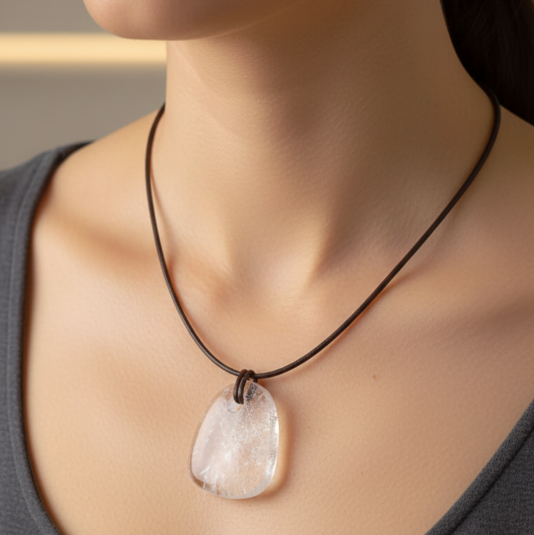 Collar Cuarzo Blanco pacificador 3-4 cm