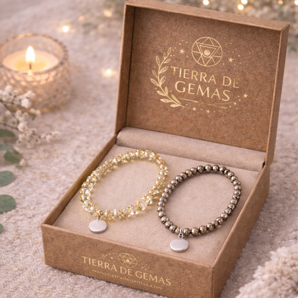 Pack abundancia y alegría (2 pulseras citrino y pirita)