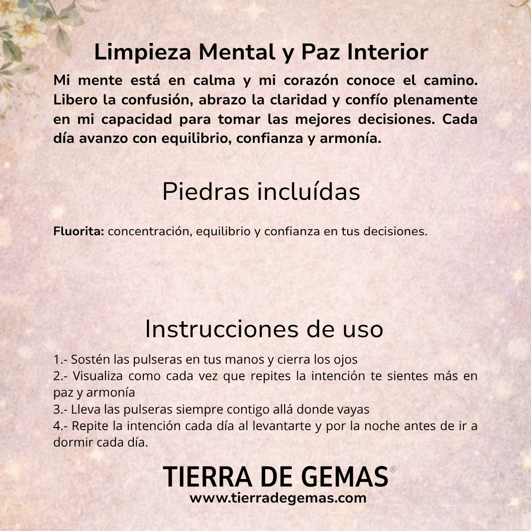 Limpieza Mental y Paz Interior (pulsera fluorita bolas 4mm)