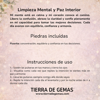 Limpieza Mental y Paz Interior (pulsera fluorita bolas 4mm)