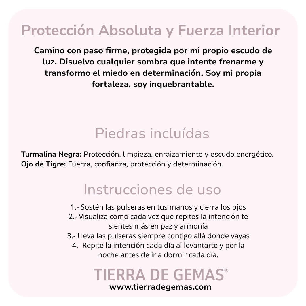 Protección Absoluta y Fuerza Interior (Pulsera ojo de tigre con turmalina negra bolas 4mm)