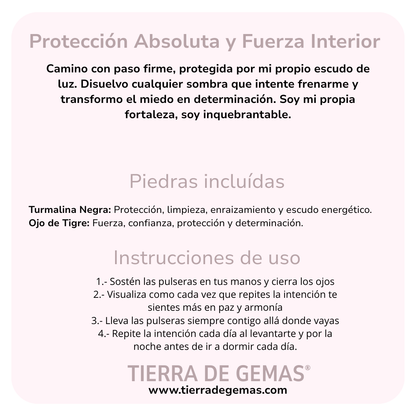 Protección Absoluta y Fuerza Interior (Pulsera ojo de tigre con turmalina negra bolas 4mm)