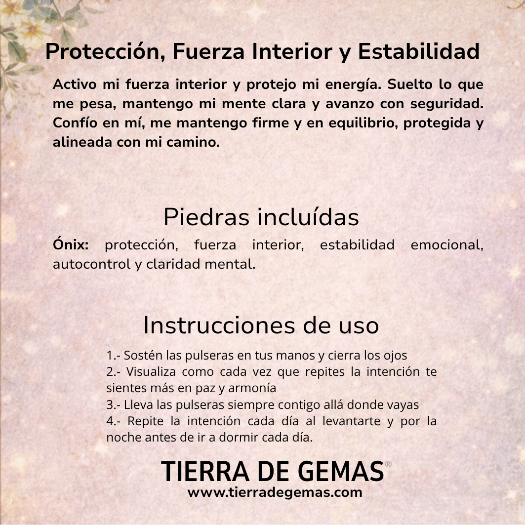 Protección, Fuerza Interior y Estabilidad (pulsera onix bolas 4mm)
