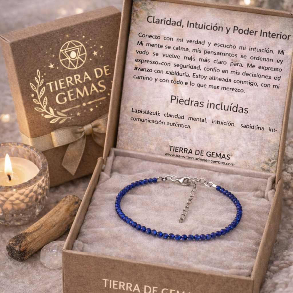 Claridad, Intuición y Poder Interior (pulsera lapislázuli facetada 2mm plata de ley)