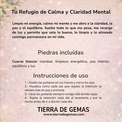 Tu Refugio de Calma y Claridad Mental (pulsera cuarzo blanco bolas 6mm)