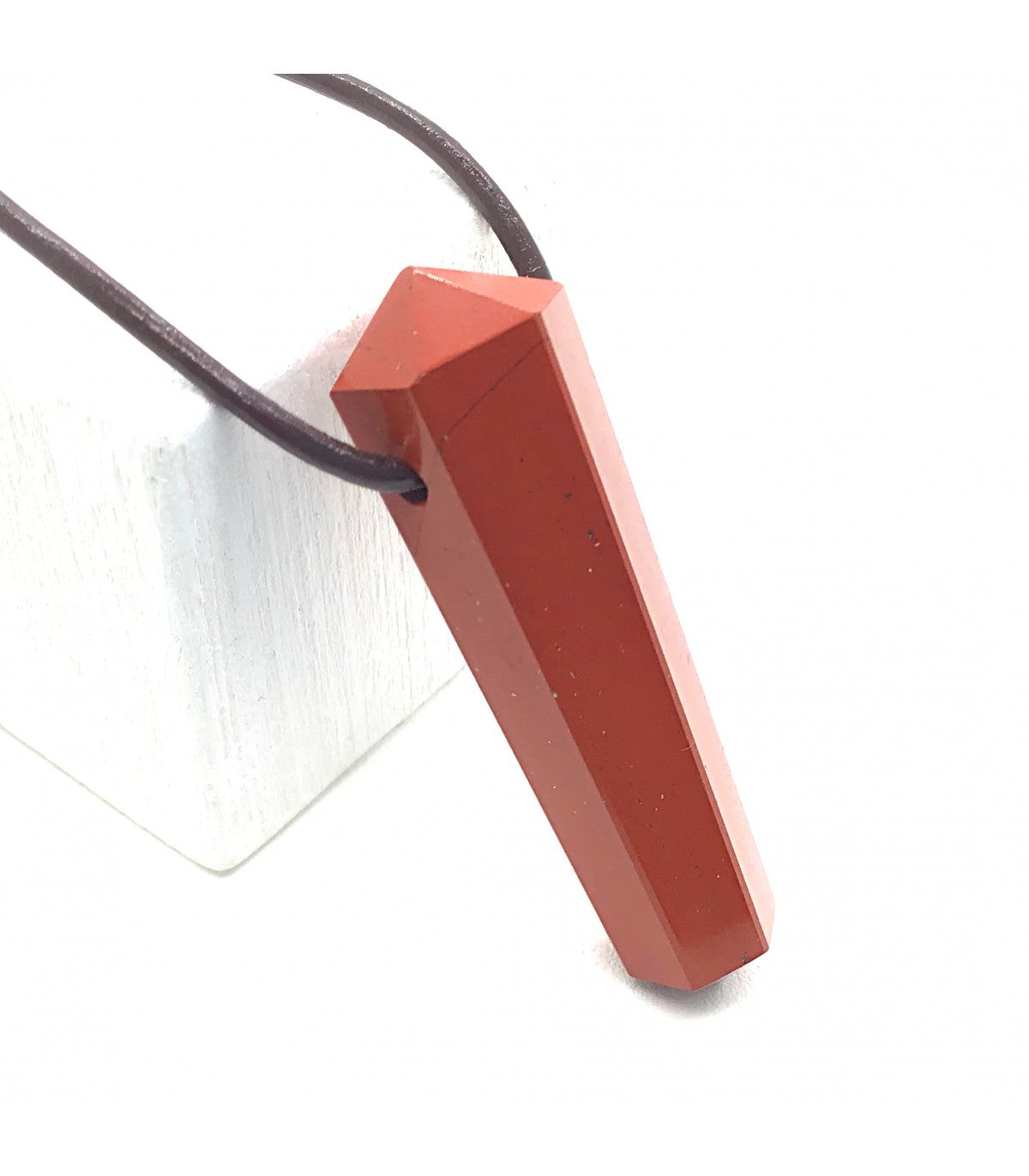 Colgante jaspe rojo punta biterminada 3-4 cm