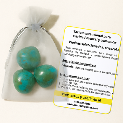 Pack 3 piedras Crisocola - Calma y Comunicación