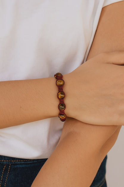 Pulsera ojo de tigre con macramé bolas 8mm