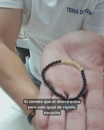 Éxito y Protección Total (pulsera Citrino Con turmalina negra bolas 4mm)