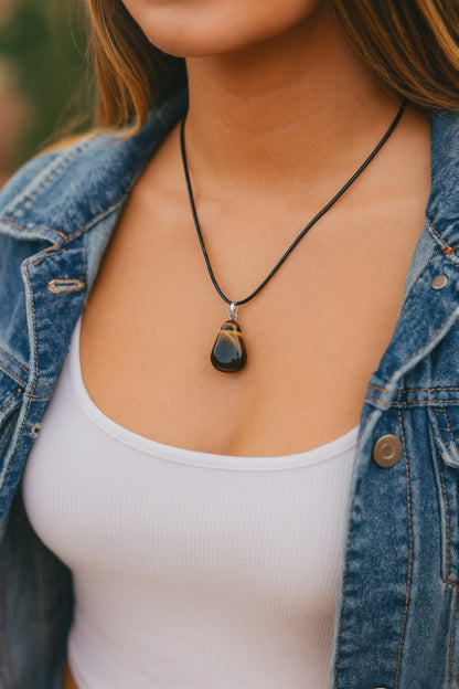 Collar ojo de tigre natural 1,5 - 2 cm