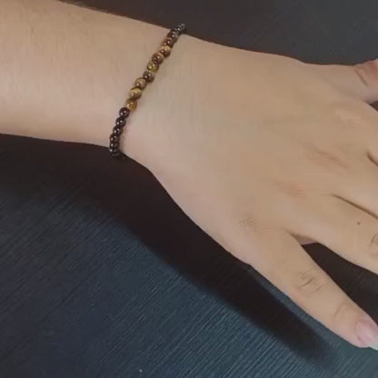 Protección Absoluta y Fuerza Interior – Pulsera Ojo de Tigre y Turmalina Negra