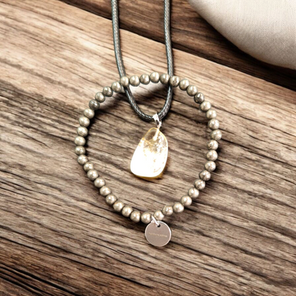 Pack abundancia y alegría 1 pulsera de pirita y collar de  citrino