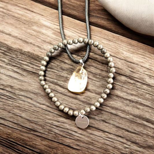 Pack abundancia y alegría 1 pulsera de pirita y collar de  citrino