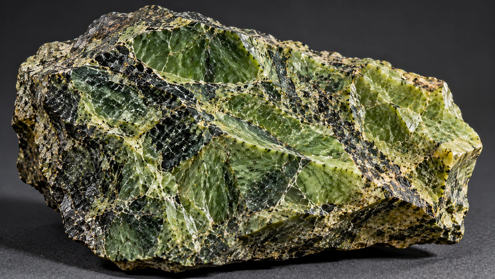 Serpentinita natural con minerales verdes de serpentina
