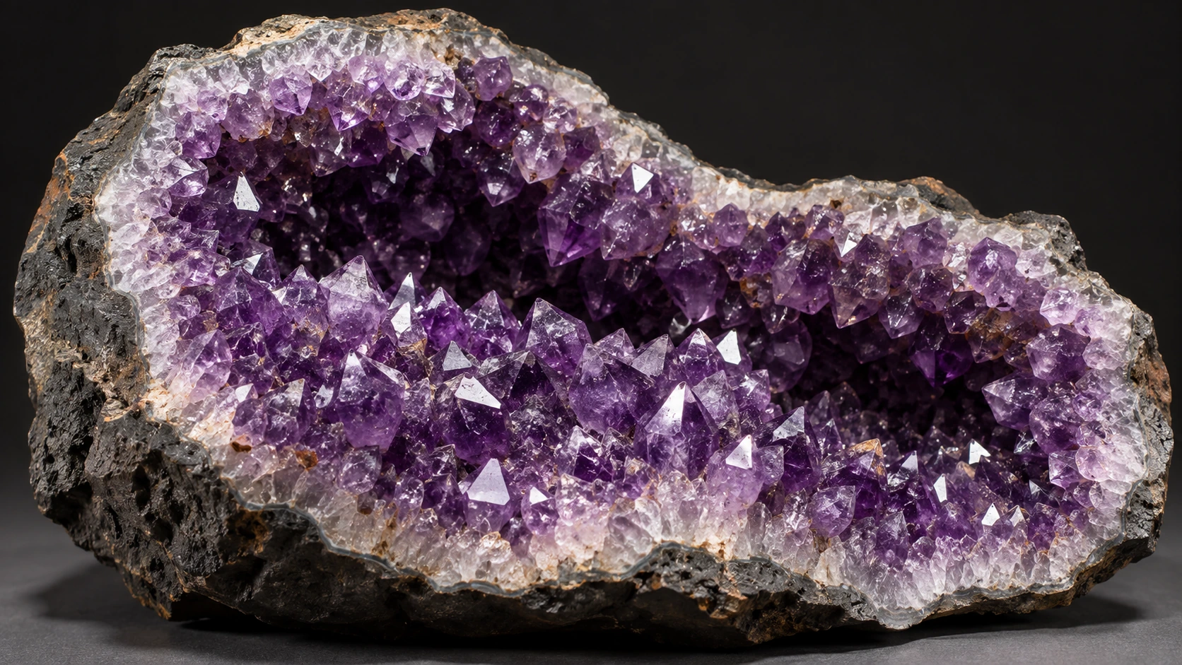 Amatista de Uruguay natural con cristales violetas