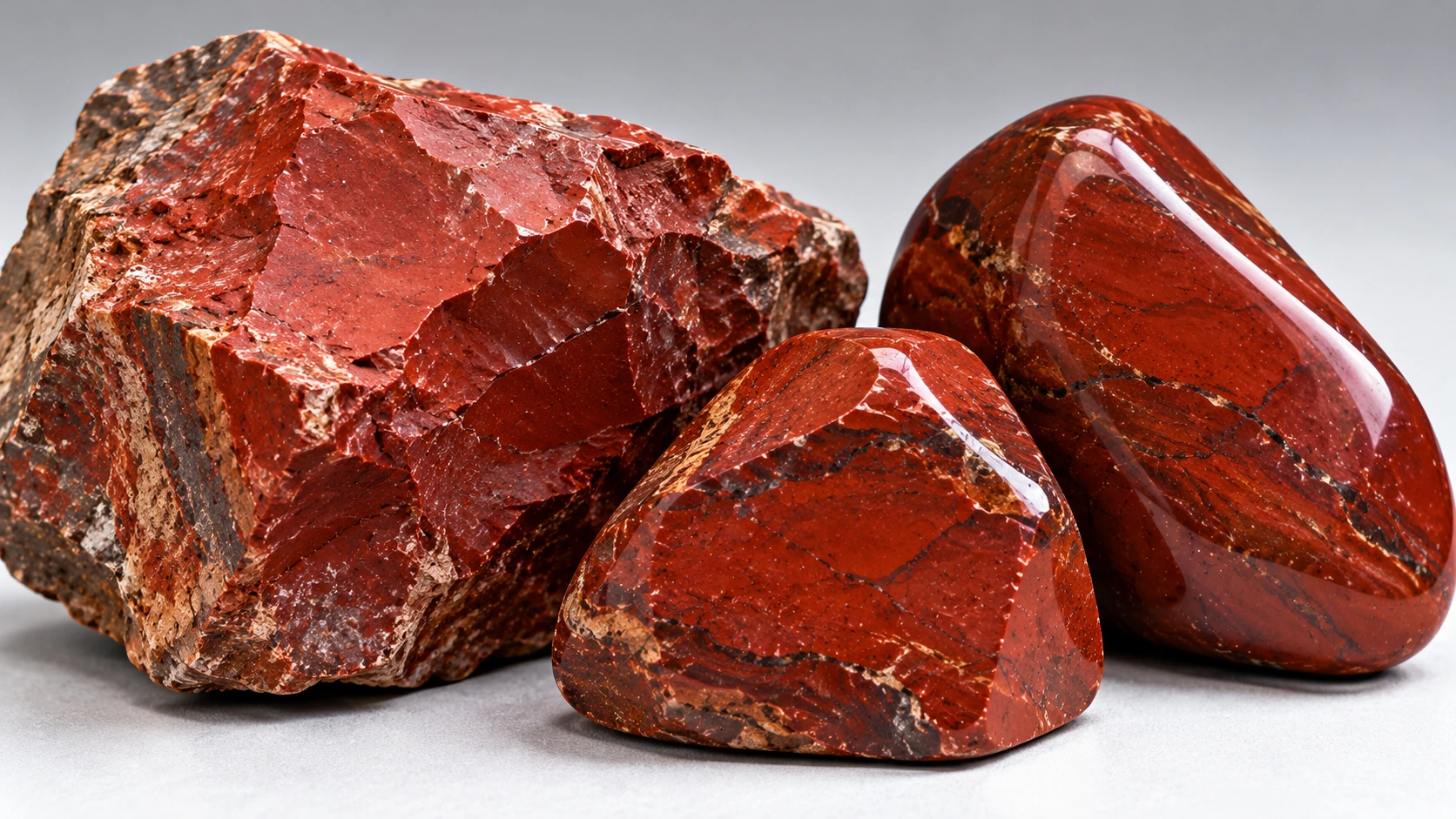 Piedra natural de jaspe rojo en bruto y pulida