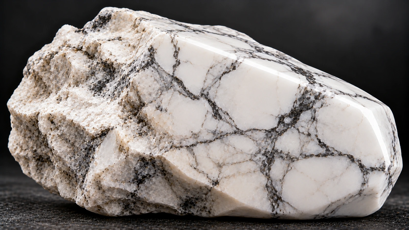 Howlita blanca natural con vetas grises