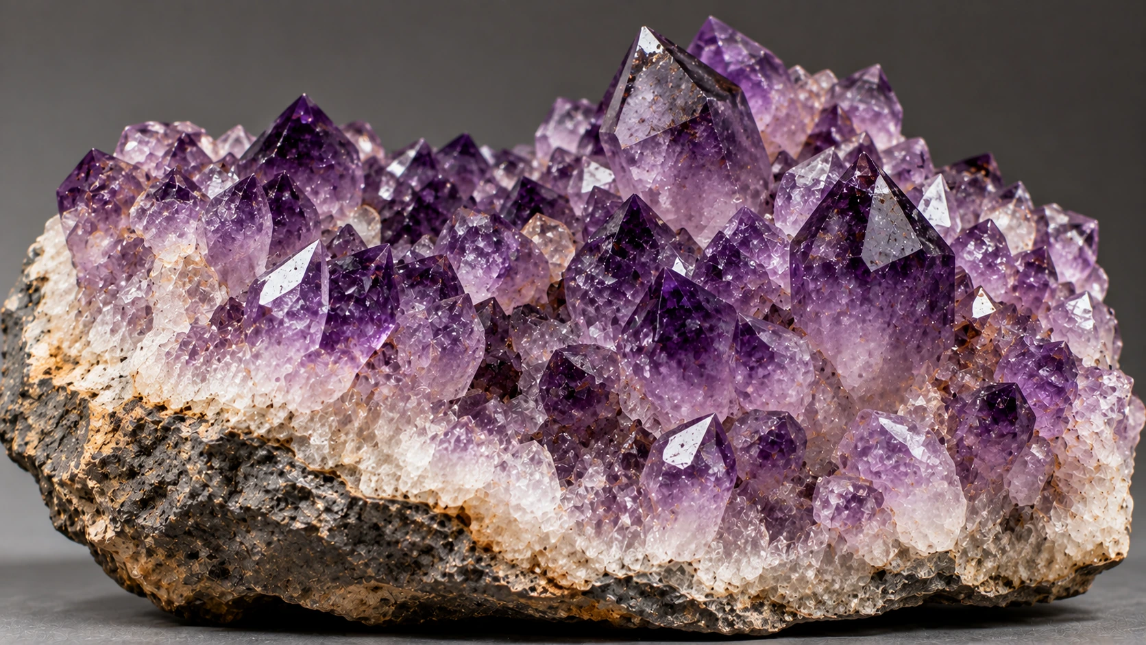 Amatista de Brasil con cristales violetas naturales