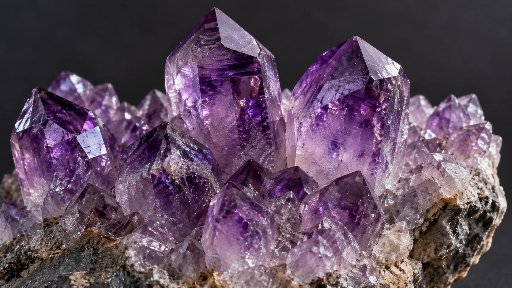 Cristales naturales de amatista violeta en bruto