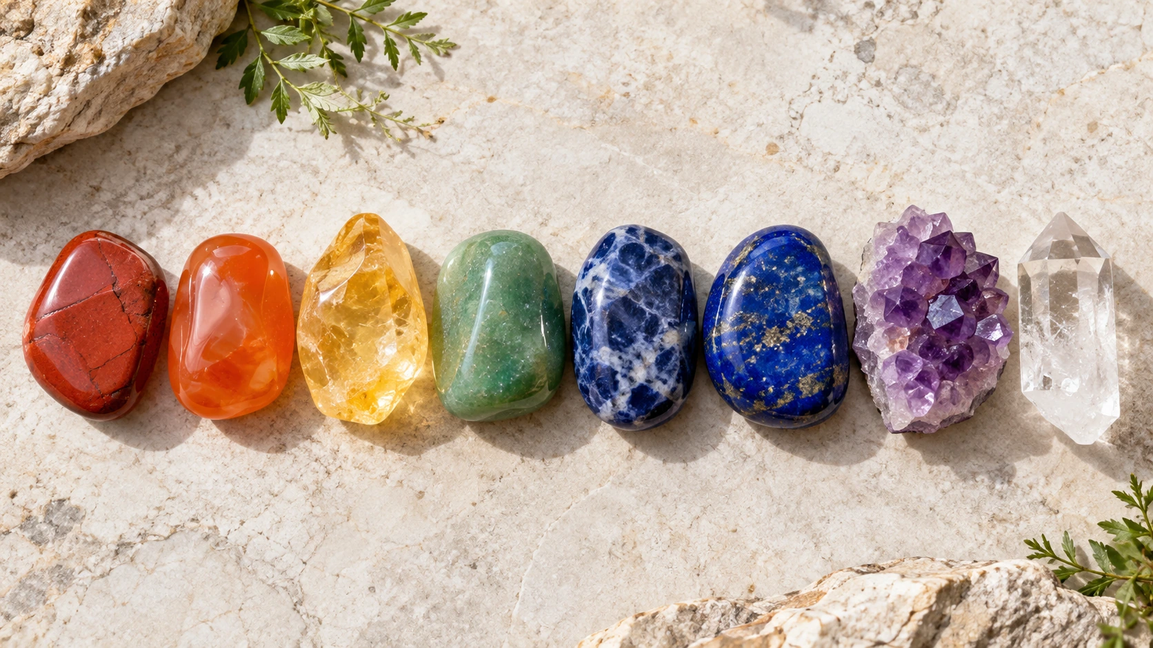 Piedras de diferentes colores asociadas a los chakras
