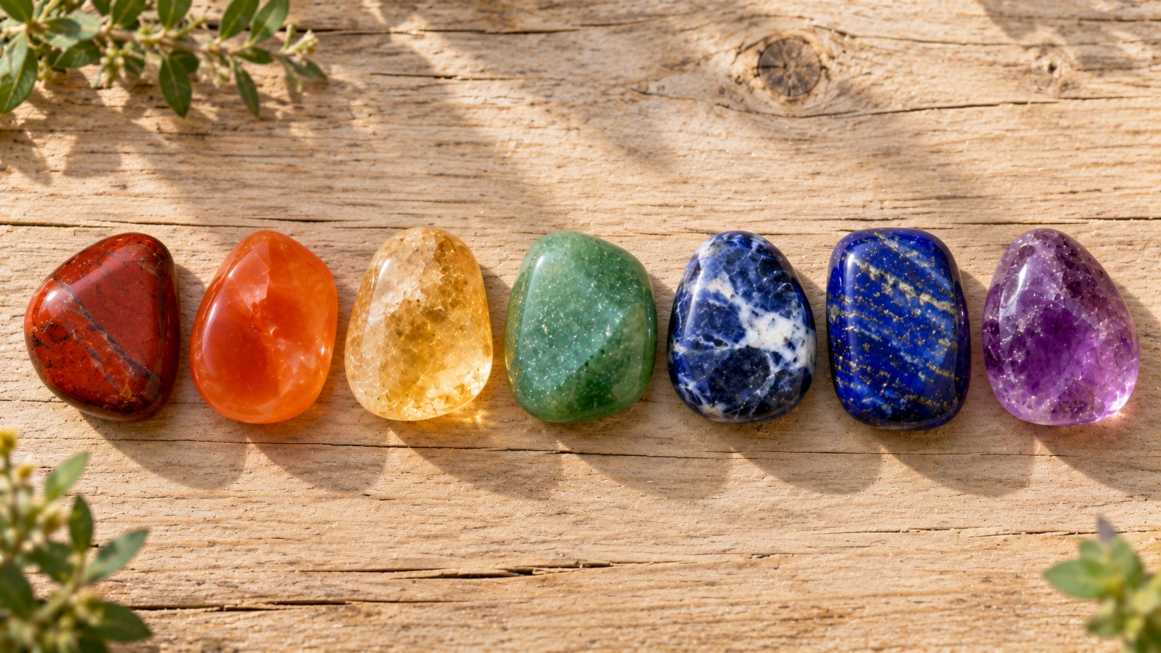 Set de siete piedras naturales asociadas a los chakras