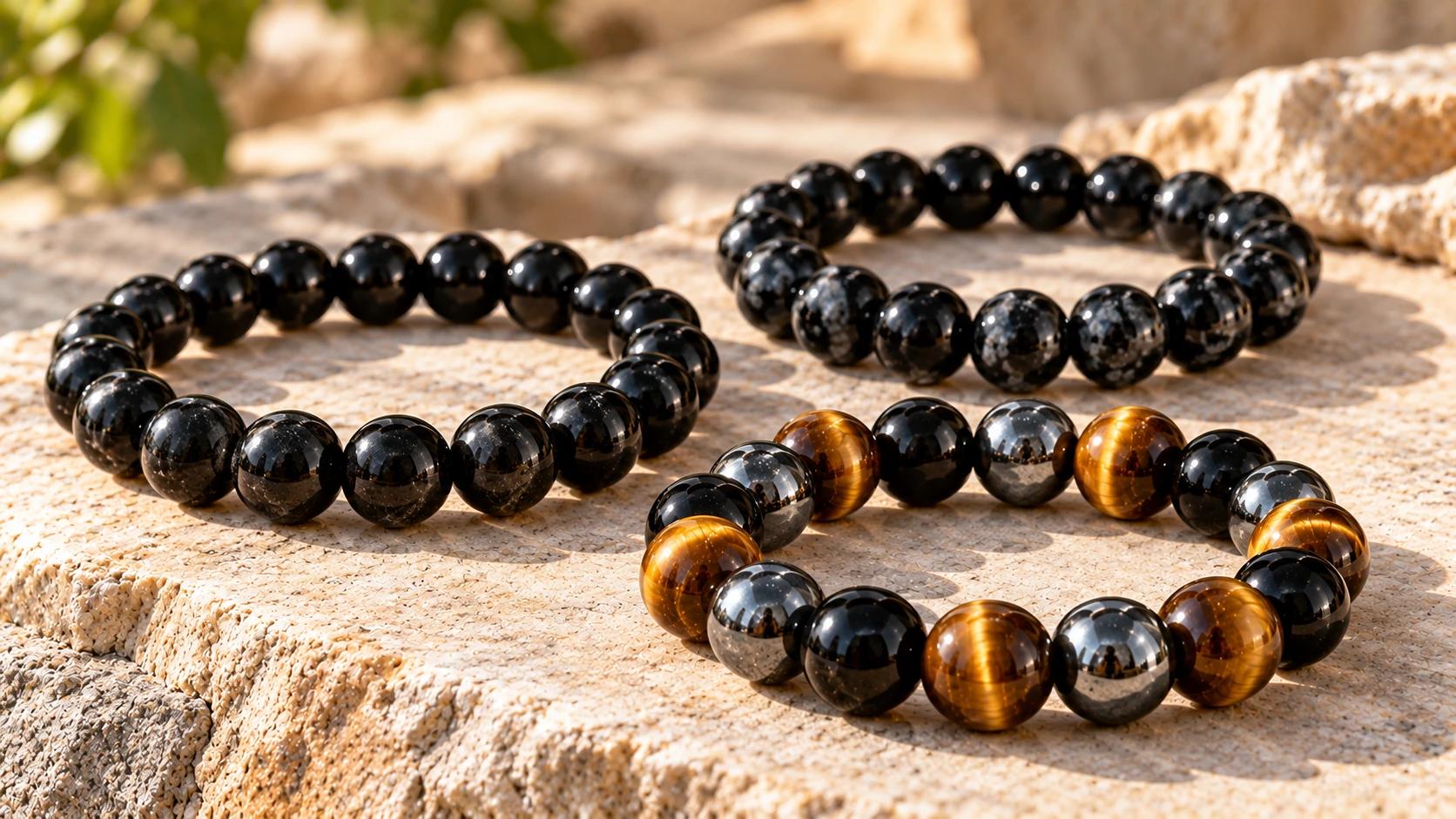 Pulseras de piedras naturales tradicionalmente asociadas con protección